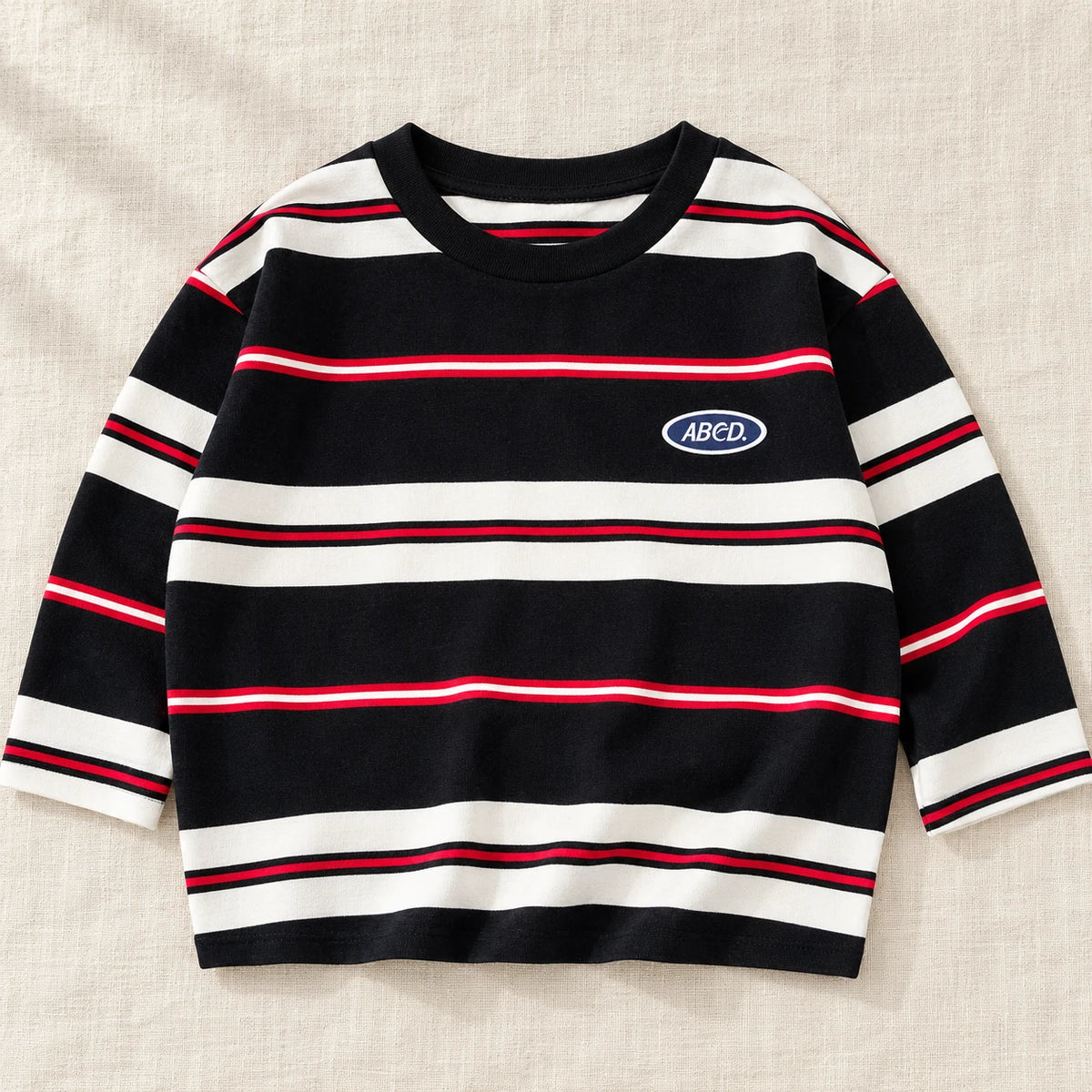 The Color Stripe Long-Sleeve Top — Red — studio product photograph