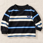 The Color Stripe Long-Sleeve Top — Black — studio product photograph