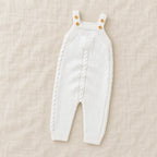 The Pocket Knit Baby Dungarees — White — studio product photograph