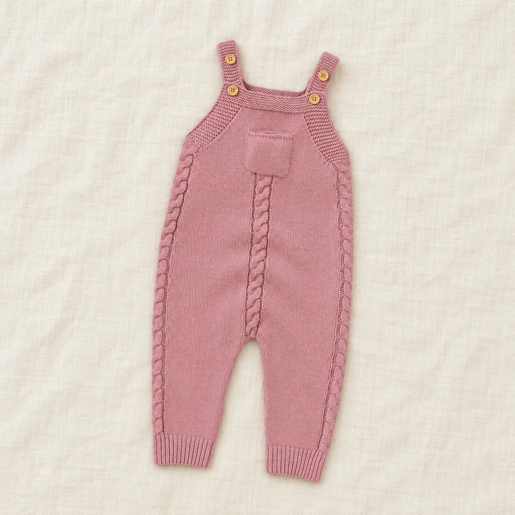 The Pocket Knit Baby Dungarees — Pink — studio product photograph