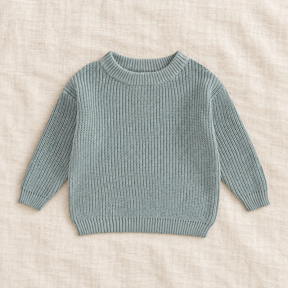 The Everyday Ribbed Knit Pullover — Gray Green — studio product photograph