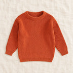 The Everyday Ribbed Knit Pullover — Orange — studio product photograph