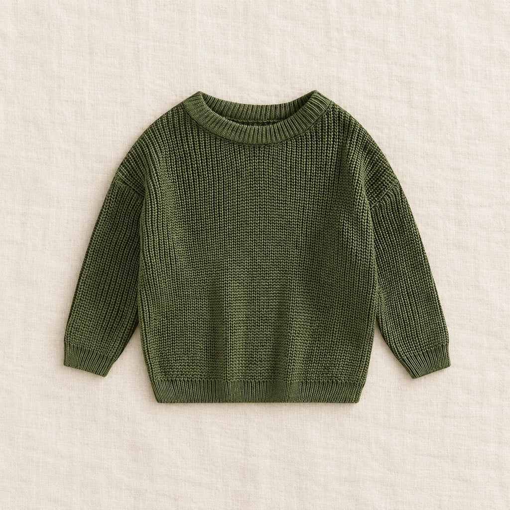 The Everyday Ribbed Knit Pullover — Emerald Green — studio product photograph