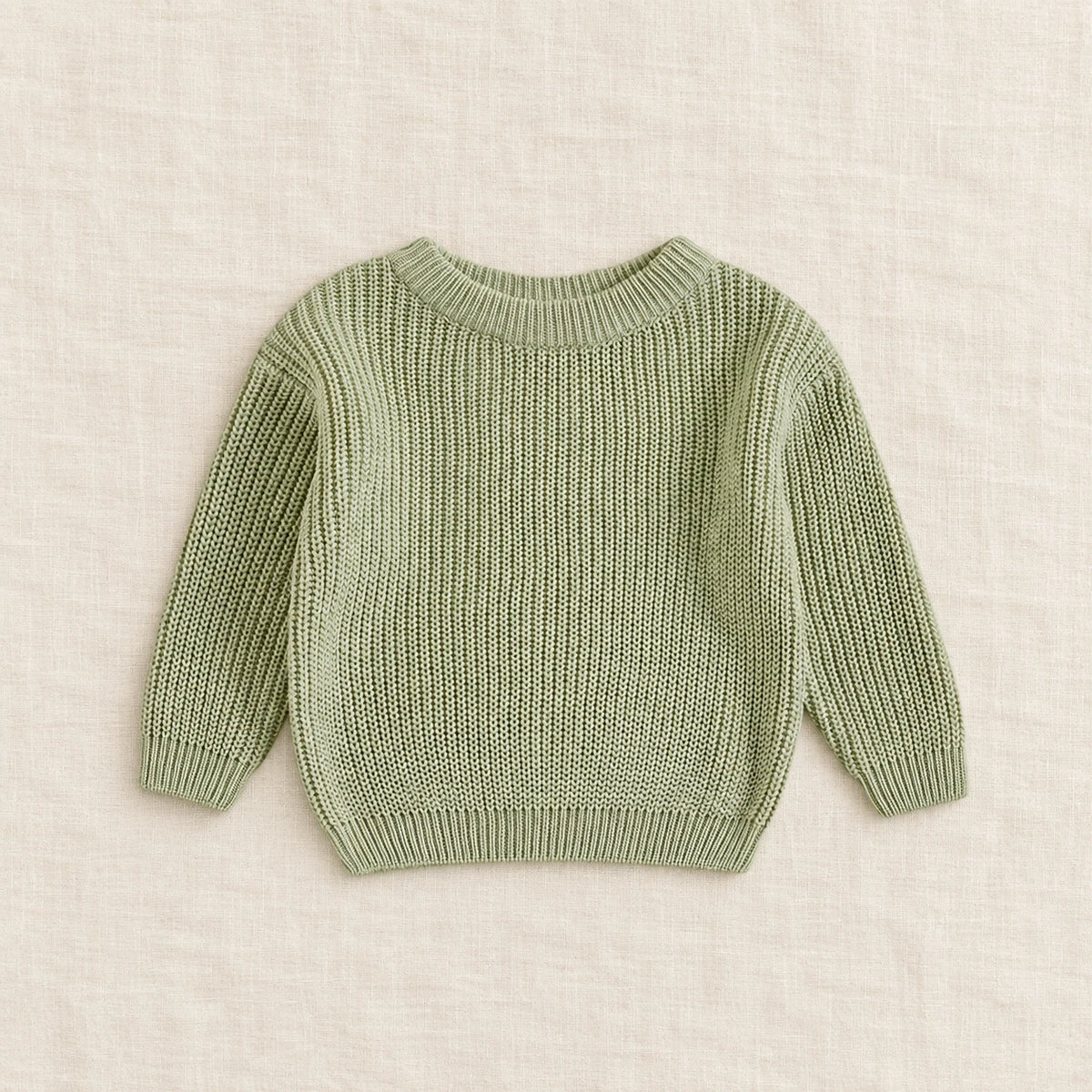 The Everyday Ribbed Knit Pullover — Green — studio product photograph