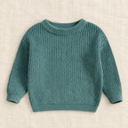 The Everyday Ribbed Knit Pullover — Lake Green — studio product photograph