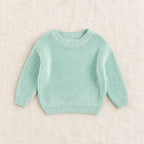 The Everyday Ribbed Knit Pullover — Blue — studio product photograph