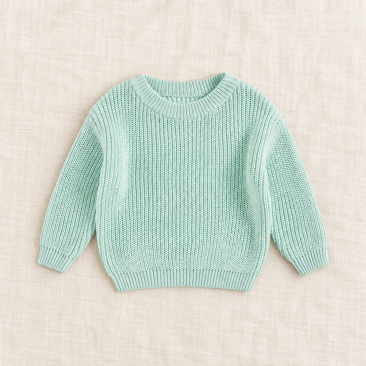 The Everyday Ribbed Knit Pullover — Blue — studio product photograph