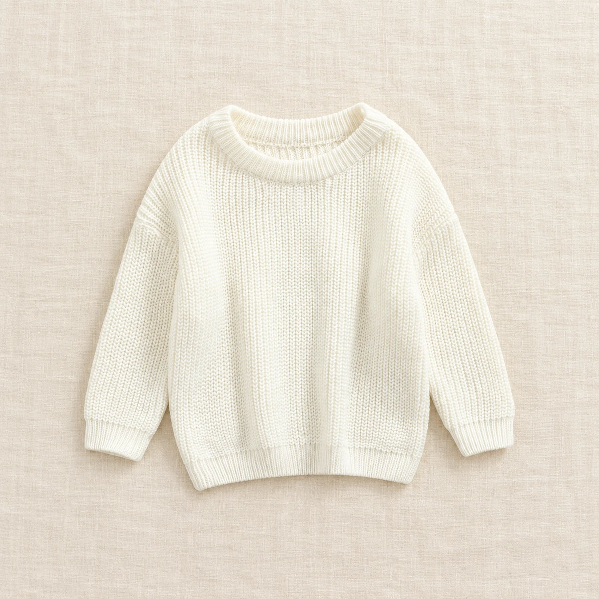 The Everyday Ribbed Knit Pullover — White — studio product photograph