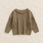 The Everyday Ribbed Knit Pullover — Grey Khaki — studio product photograph