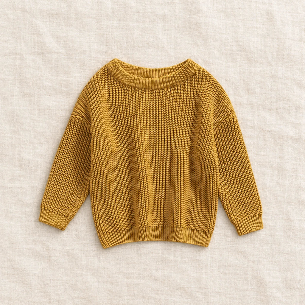 The Everyday Ribbed Knit Pullover — Deep Beige — studio product photograph
