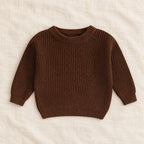 The Everyday Ribbed Knit Pullover — Dark Brown — studio product photograph