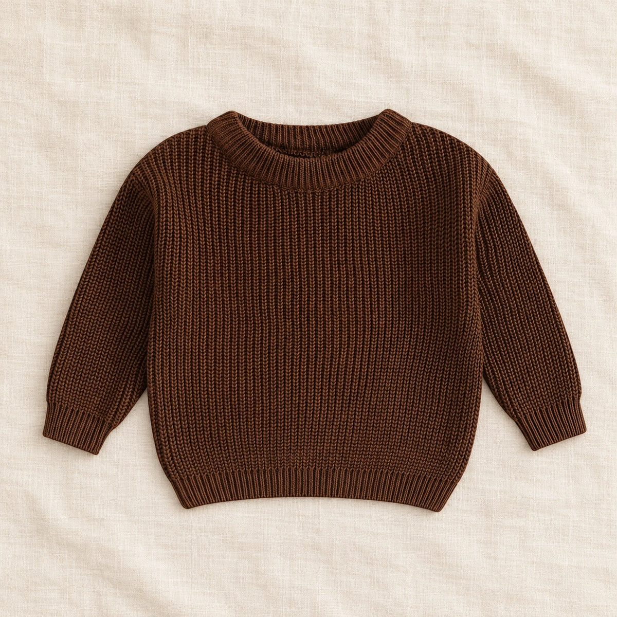 The Everyday Ribbed Knit Pullover — Dark Brown — studio product photograph