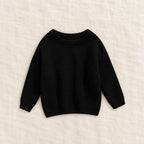 The Everyday Ribbed Knit Pullover — Black — studio product photograph
