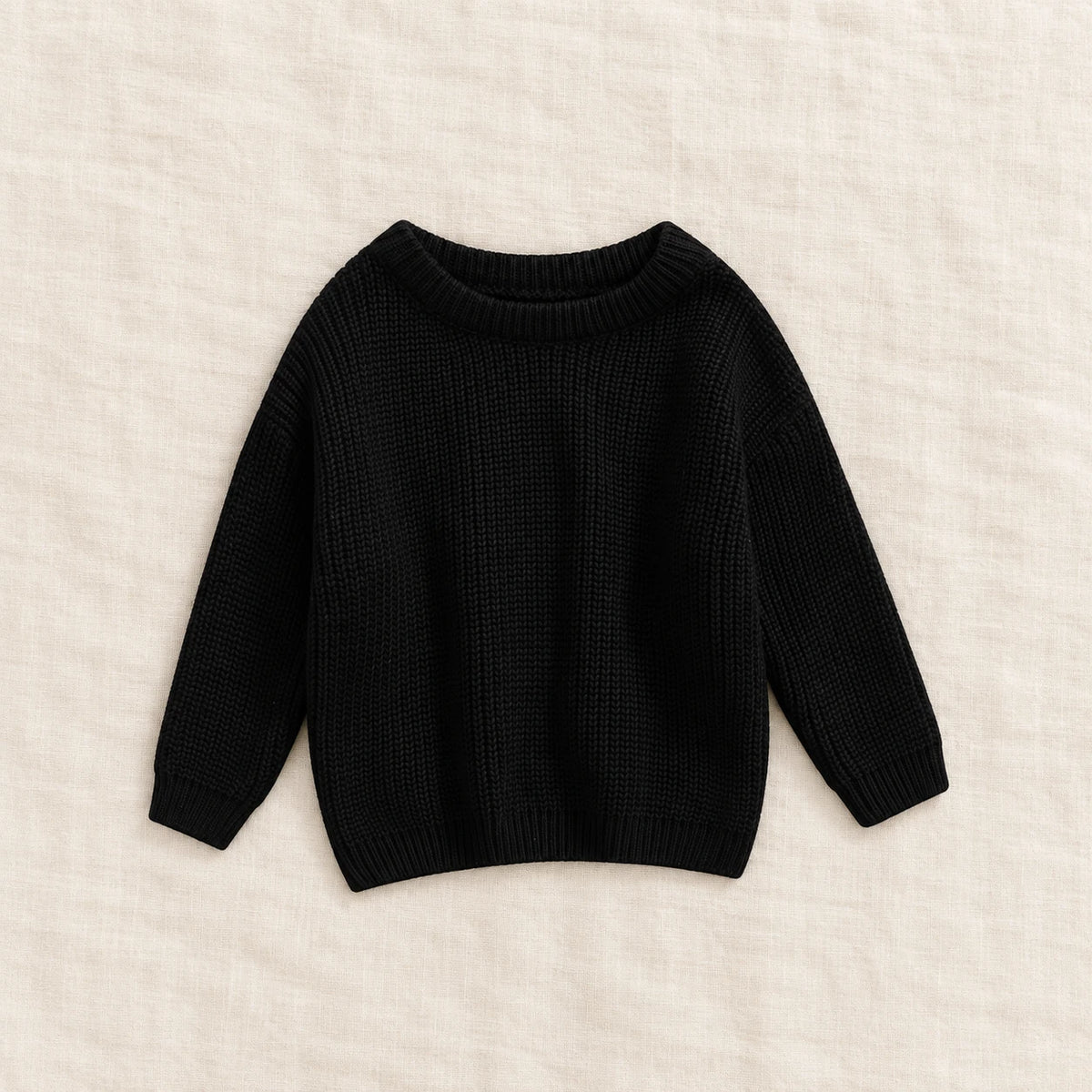 The Everyday Ribbed Knit Pullover — Black — studio product photograph