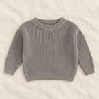 The Everyday Ribbed Knit Pullover — Dark Grey — studio product photograph