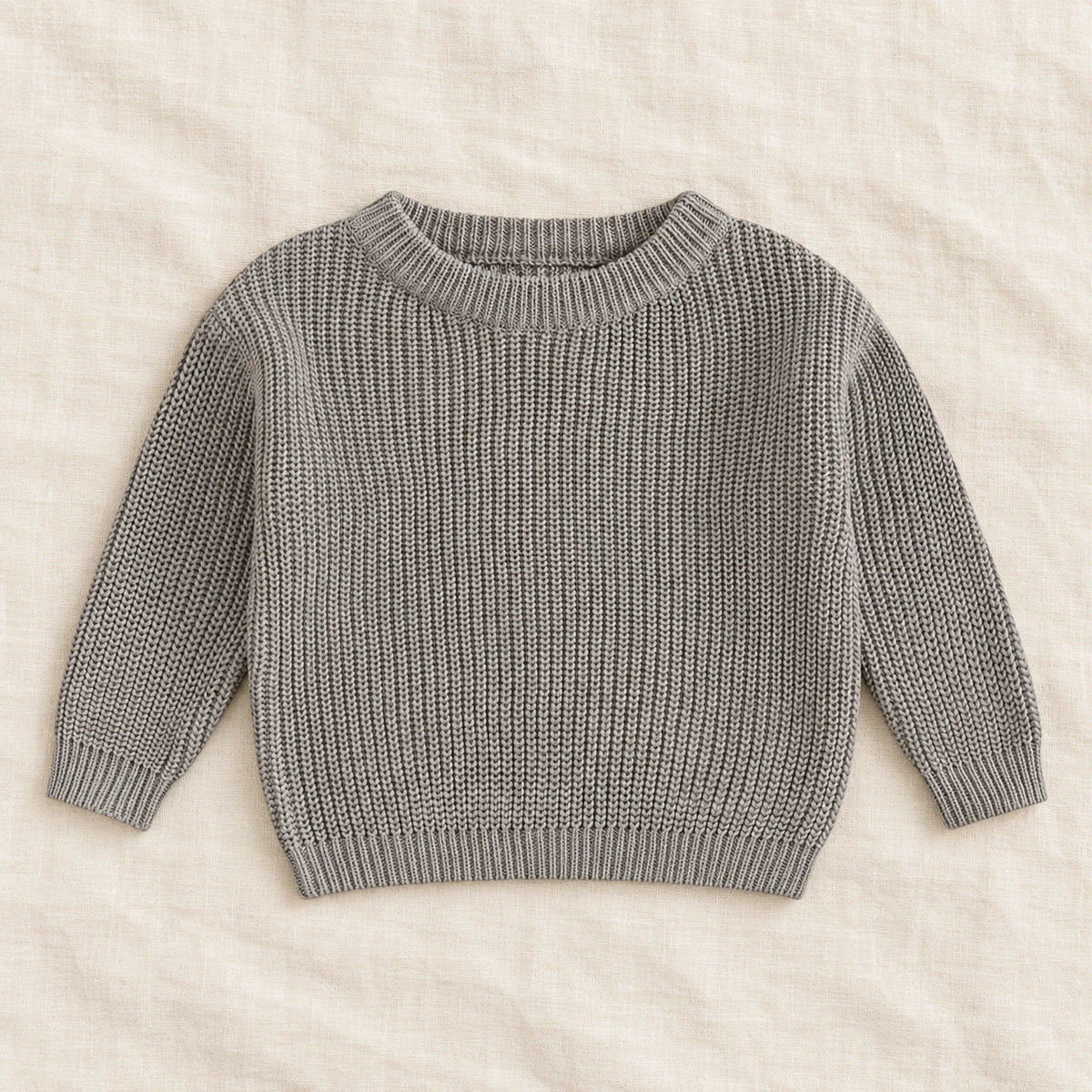 The Everyday Ribbed Knit Pullover — Dark Grey — studio product photograph