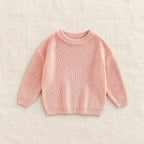 The Everyday Ribbed Knit Pullover — Pink — studio product photograph