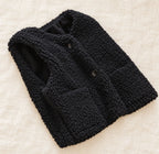 The Teddy Button Vest — Black — studio product photograph