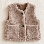 The Teddy Button Vest — Taupe — studio product photograph