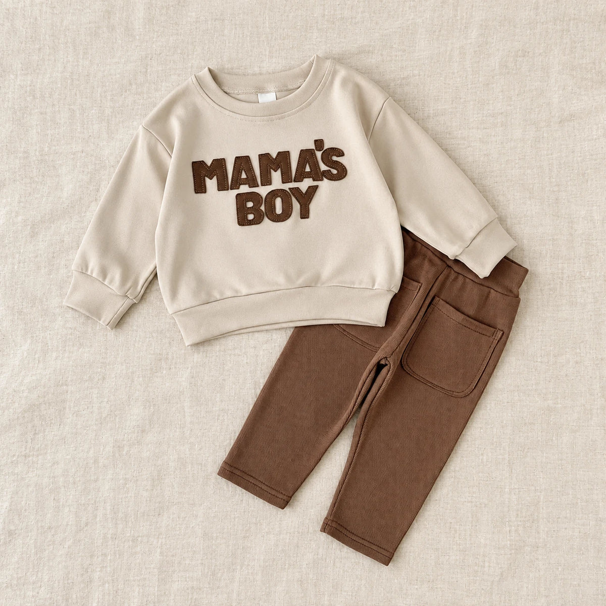 The Mama’s Boy Two-Piece Outfit — Brown — studio product photograph