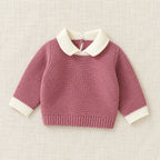 The Contrast-Collar Knit Sweater — Pink — studio product photograph