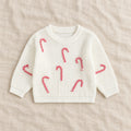 The Candy Cane Knit Sweater — White — studio product photograph