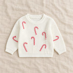 The Candy Cane Knit Sweater — White — studio product photograph