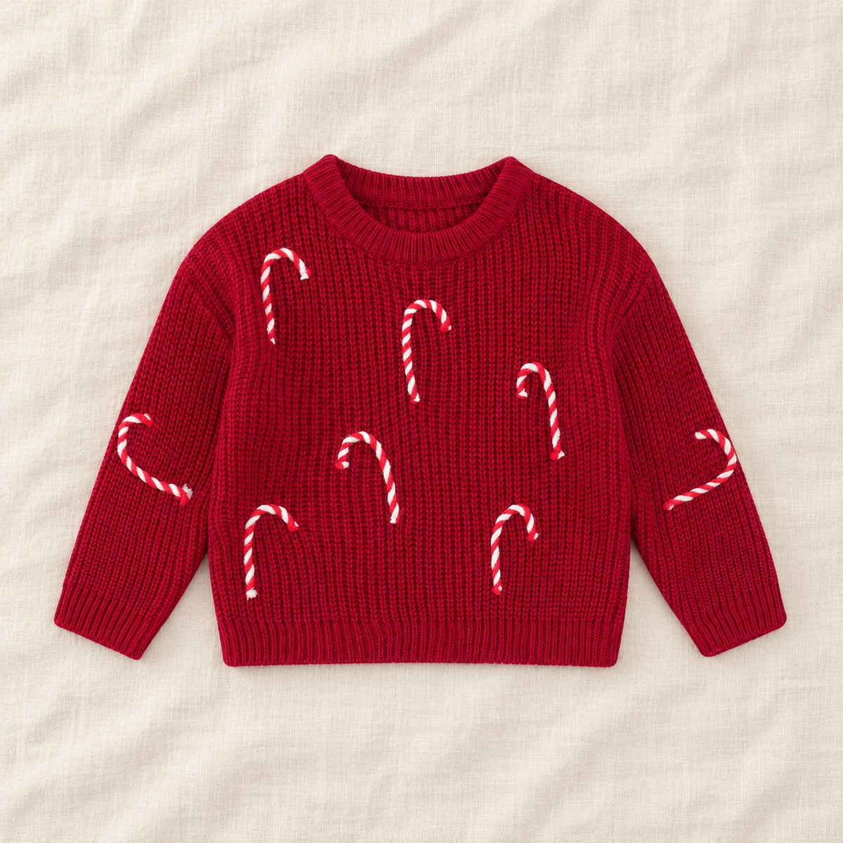 The Candy Cane Knit Sweater — Red — studio product photograph