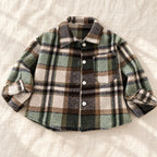 The Little Plaid Shirt Jacket — Green Check — studio product photograph