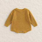 The Everyday Rib Knit Baby Bodysuit — Yellow — studio product photograph