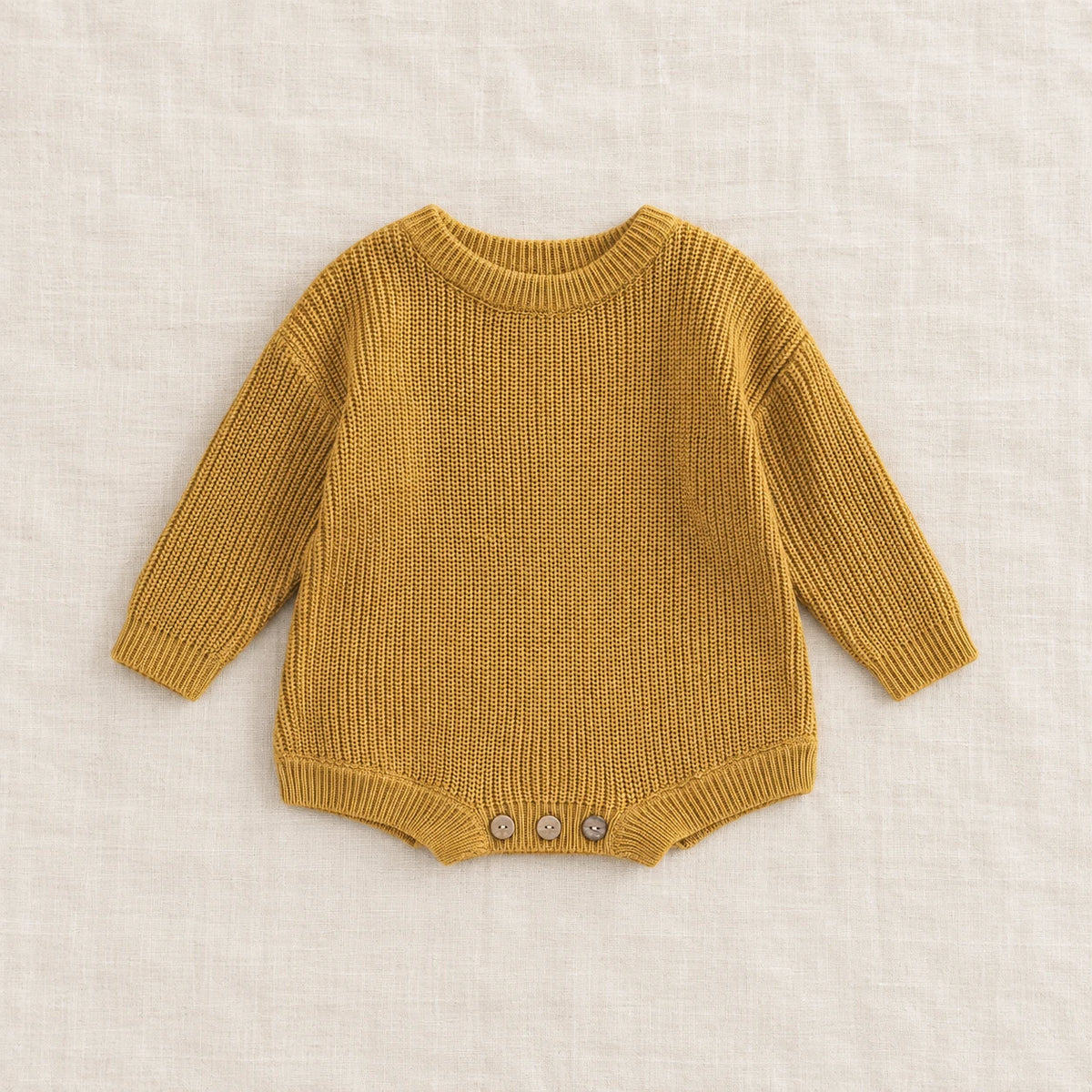 The Everyday Rib Knit Baby Bodysuit — Yellow — studio product photograph