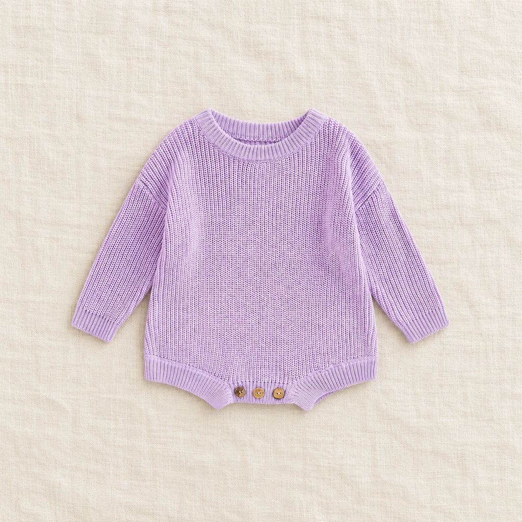 The Everyday Rib Knit Baby Bodysuit — Purple — studio product photograph