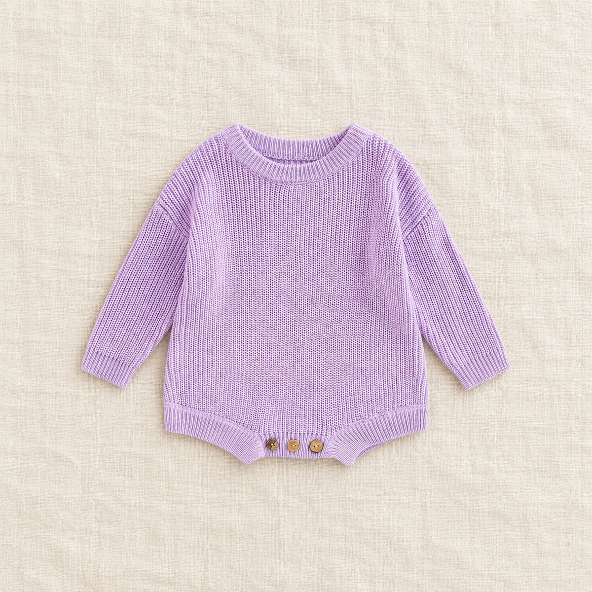 The Everyday Rib Knit Baby Bodysuit — Purple — studio product photograph