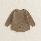 The Everyday Rib Knit Baby Bodysuit — Khaki — studio product photograph
