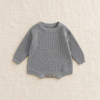The Everyday Rib Knit Baby Bodysuit — Gray — studio product photograph
