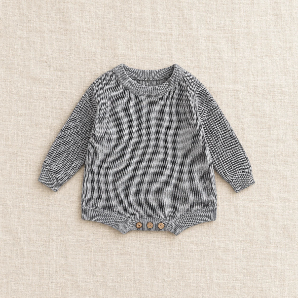 The Everyday Rib Knit Baby Bodysuit — Gray — studio product photograph