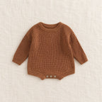 The Everyday Rib Knit Baby Bodysuit — Coffee — studio product photograph