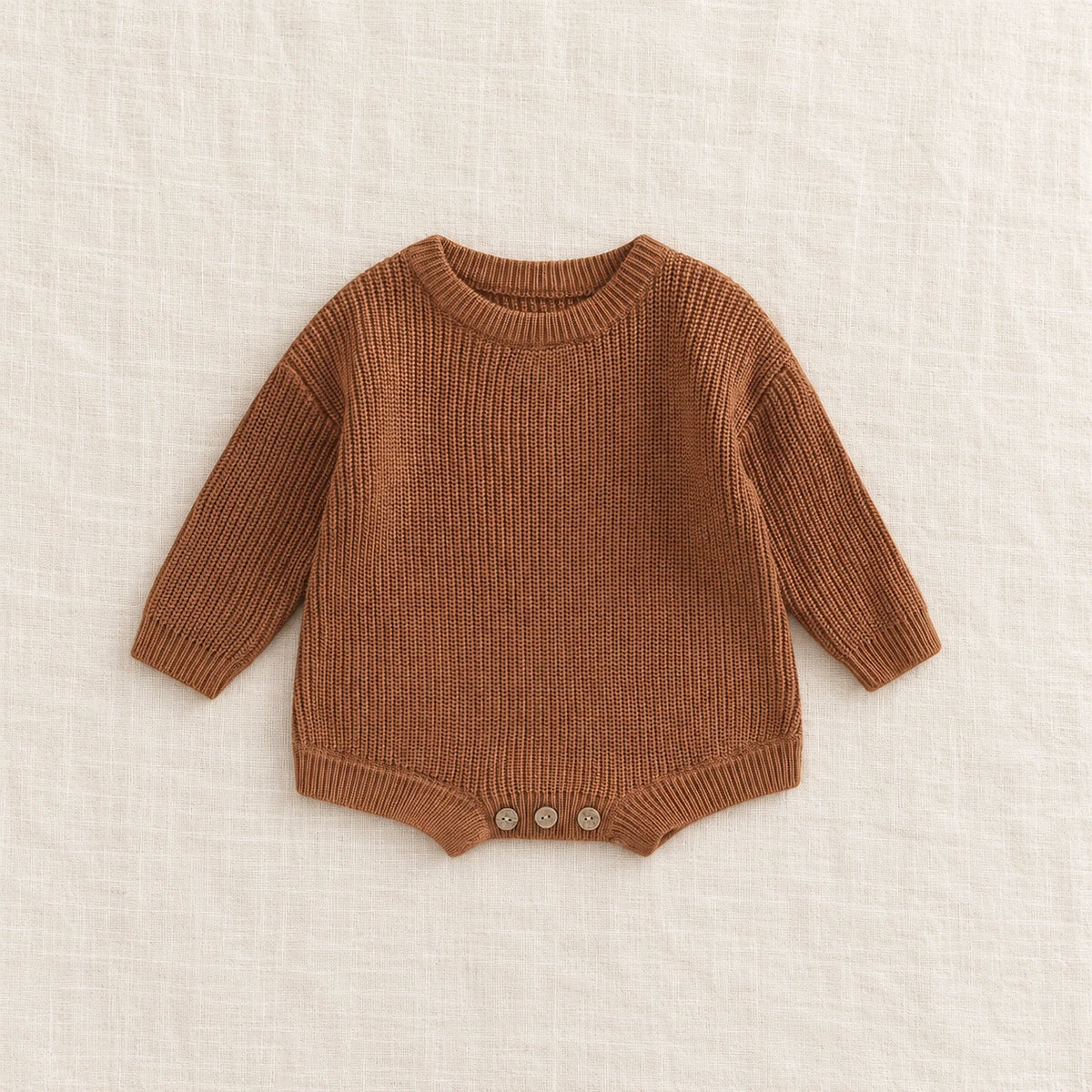 The Everyday Rib Knit Baby Bodysuit — Coffee — studio product photograph