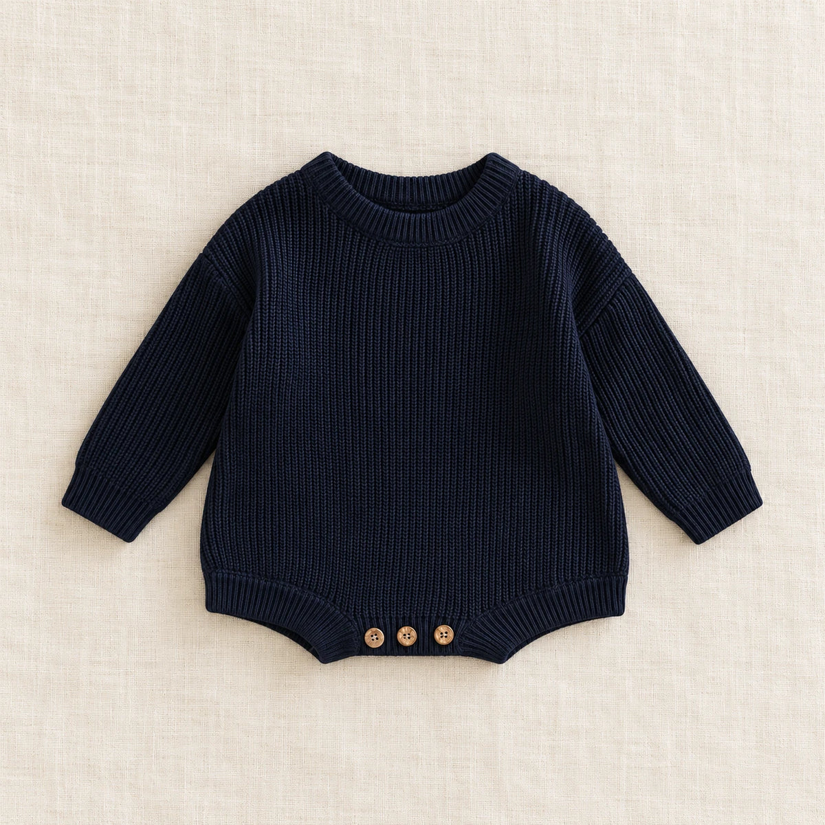 The Everyday Rib Knit Baby Bodysuit — Blue — studio product photograph