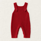 The Rib Knit Suspender Dungarees — Red — studio product photograph