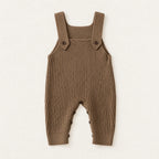 The Rib Knit Suspender Dungarees — Brown — studio product photograph