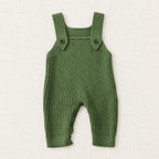 The Rib Knit Suspender Dungarees — Green — studio product photograph