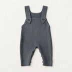 The Rib Knit Suspender Dungarees — Gray — studio product photograph