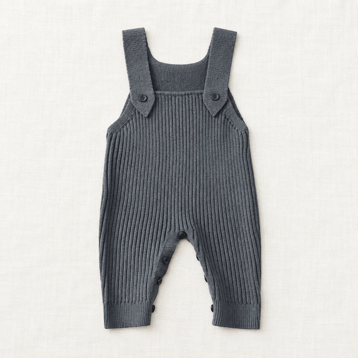 The Rib Knit Suspender Dungarees — Gray — studio product photograph