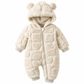 The Quilted Teddy-Hood Baby Romper — Ivory — studio product photograph