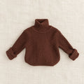The Fine Knit High-Neck Sweater — Brown — studio product photograph
