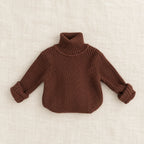 The Fine Knit High-Neck Sweater — Brown — studio product photograph