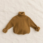 The Fine Knit High-Neck Sweater — Mustard — studio product photograph