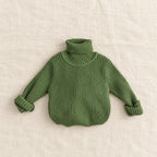 The Fine Knit High-Neck Sweater — Green — studio product photograph