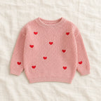 The Little Heart Knit Sweater — Pink — studio product photograph